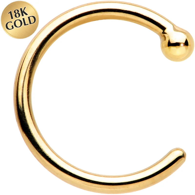 Simple Nose Rings for Effortless Style -20 Gauge 1/4 18k Yellow Gold Nose Hoop