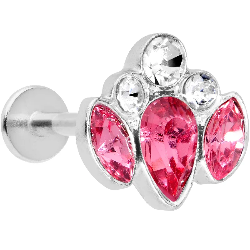 Designer Lip Rings for Fashion-Forward Women16 Gauge 5/16 Clear Pink Gem Cluster Labret Monroe Tragus