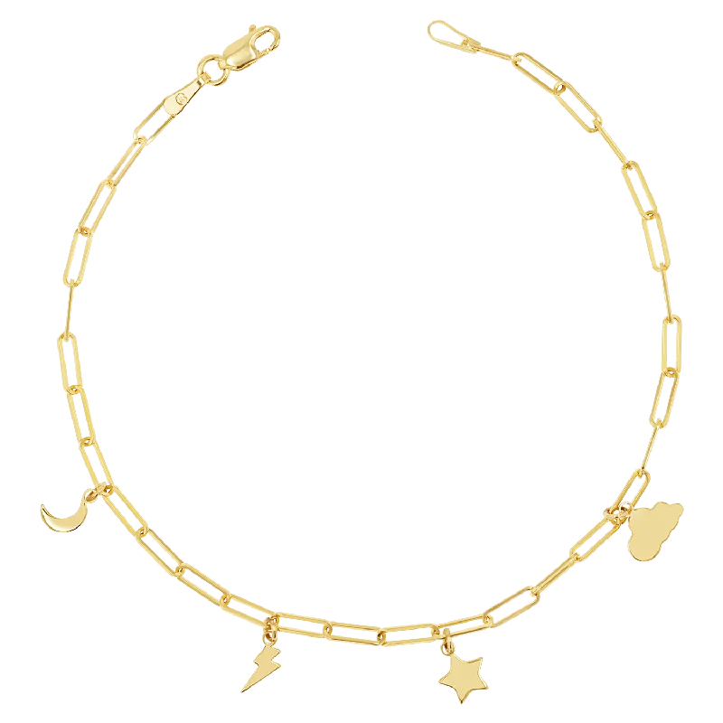 Affordable Charm Bracelets for Men-Paper Clip Link Custom Charm Bracelet