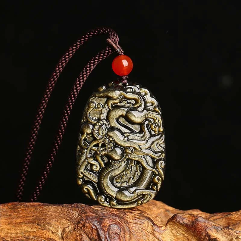 Shop Classic Women's Necklaces & Pendants with a Modern Twist-Buddha Stones Gold Sheen Obsidian Dragon Pattern Success Necklace Pendant Shop Classic Women's Necklaces & Pendants with a Modern Twist-Buddha Stones Gold Sheen Obsidian Dragon Pattern Success Necklace Pendant