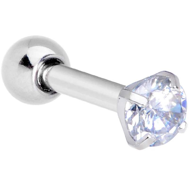 Women's Earrings – Elegant Designs for Every Personality--16 Gauge 1/4 Clear CZ Gem G23 Titanium 3mm Cartilage Tragus Earring