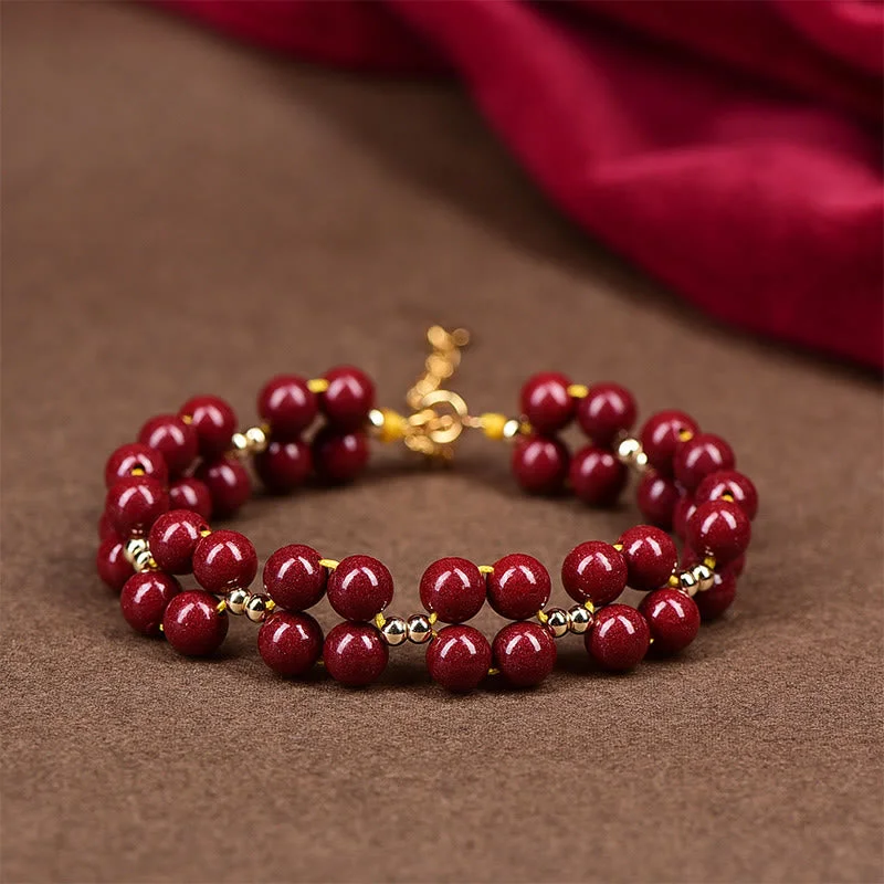 Adjustable Beaded Bangles for Women-Buddha Stones Natural Cinnabar Beaded Blessing Bracelet Adjustable Beaded Bangles for Women-Buddha Stones Natural Cinnabar Beaded Blessing Bracelet