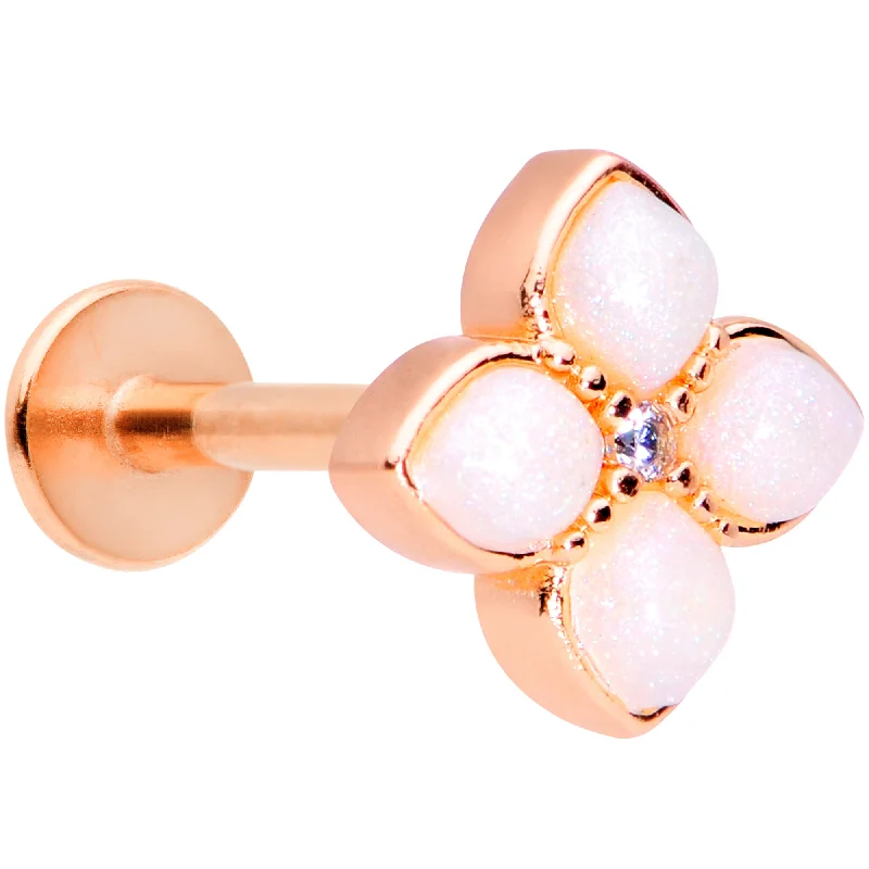 Stylish and Comfortable Lip Rings for All16 Gauge 5/16 Clear Gem Rose Gold Tone Ren Fair Labret Monroe Tragus