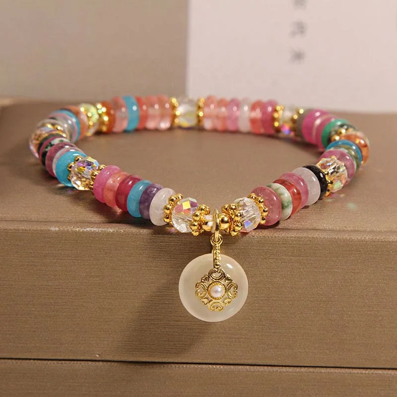 Personalized Bangles for Women-Buddha Stones Various Crystal Peace Buckle Auspicious Bracelet Personalized Bangles for Women-Buddha Stones Various Crystal Peace Buckle Auspicious Bracelet