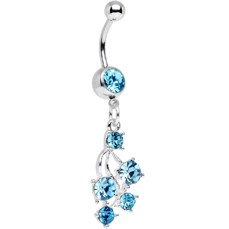 Stylish Belly Rings with Elegant Touches -Aqua Gem Glamorous Cluster of Grapes Dangle Belly Ring Stylish Belly Rings with Elegant Touches -Aqua Gem Glamorous Cluster of Grapes Dangle Belly Ring