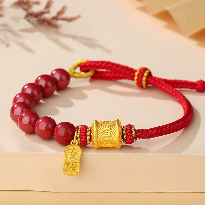 Custom-Engraved Bangles for Women-Buddha Stones 999 Sterling Silver Six True Words Om Mani Padme Hum Cinnabar Blessing String Bracelet Custom-Engraved Bangles for Women-Buddha Stones 999 Sterling Silver Six True Words Om Mani Padme Hum Cinnabar Blessing String Bracelet