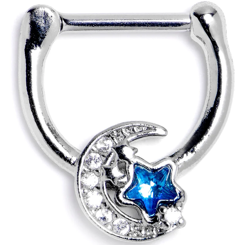 Designer Nose Rings with Timeless Designs -16 Gauge 5/16 Blue CZ Gem Starry Night Sky Cartilage Clicker Designer Nose Rings with Timeless Designs -16 Gauge 5/16 Blue CZ Gem Starry Night Sky Cartilage Clicker