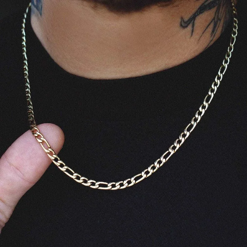 Exclusive Men's Necklaces & Pendants for the Modern Gentleman-Solid Gold Figaro Link Chain (4mm) Exclusive Men's Necklaces & Pendants for the Modern Gentleman-Solid Gold Figaro Link Chain (4mm)