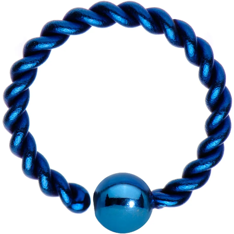 Trendy Lip Rings for Everyday Wear16 Gauge 5/16" Blue IP So Twisted Captive Style Seamless Ring