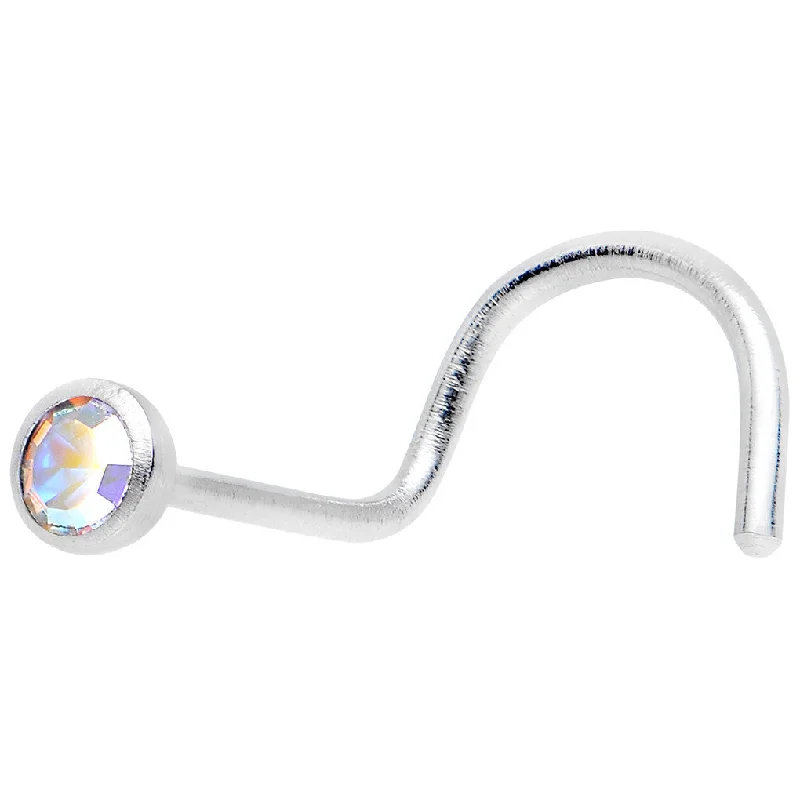 Cute Hoop Nose Rings -22 Gauge Press Fit Aurora Gem Stainless Steel Nose Screw