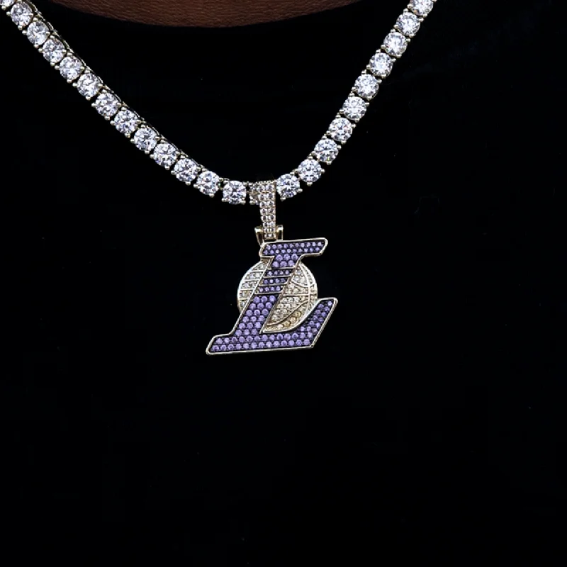 Exclusive Men's Necklaces & Pendants for the Modern Gentleman-Los Angeles Lakers Official NBA City Logo Pendant Exclusive Men's Necklaces & Pendants for the Modern Gentleman-Los Angeles Lakers Official NBA City Logo Pendant