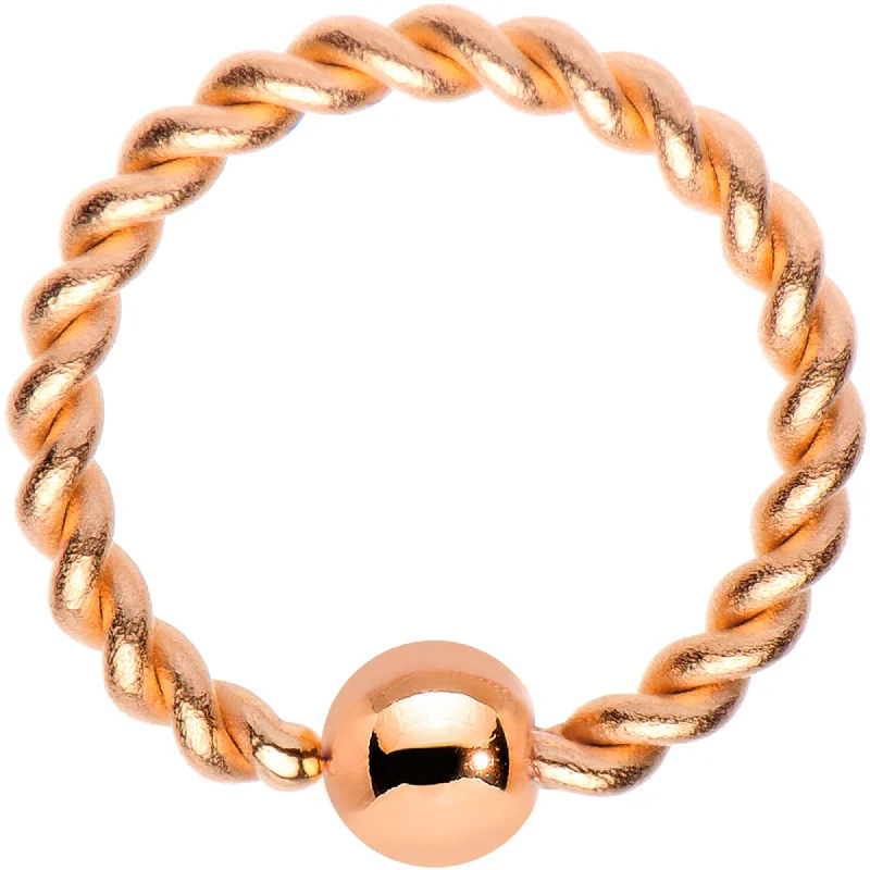 Beautiful Lip Rings with Sparkling Accents16 Gauge 5/16" Rose Gold Tone IP So Twisted Captive Style Seamless Ring