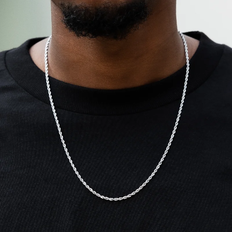 Exclusive Men's Necklaces & Pendants for the Modern Gentleman-Rope Chain in White Gold - 2mm Exclusive Men's Necklaces & Pendants for the Modern Gentleman-Rope Chain in White Gold - 2mm