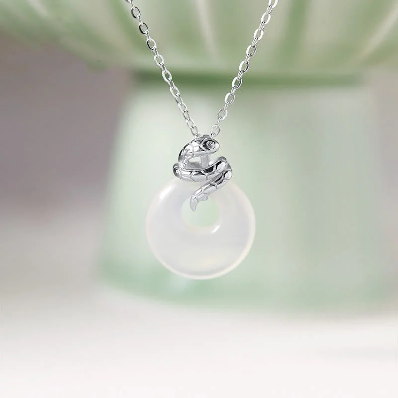 Shop Classic Women's Necklaces & Pendants with a Modern Twist-Buddha Stones Natural Chalcedony Peace Buckle 925 Sterling Silver Year Of The Snake Positive Necklace Pendant Shop Classic Women's Necklaces & Pendants with a Modern Twist-Buddha Stones Natural Chalcedony Peace Buckle 925 Sterling Silver Year Of The Snake Positive Necklace Pendant