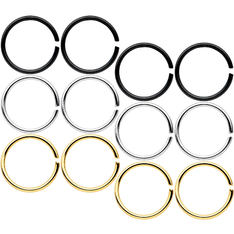 Nose Rings for Timeless Fashion -20 Gauge 5/16 Black Gold Tone Anodized Seamless Circular Ring Set of 12 Nose Rings for Timeless Fashion -20 Gauge 5/16 Black Gold Tone Anodized Seamless Circular Ring Set of 12