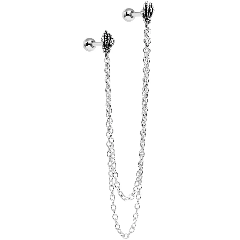 Women's Earrings – Elegant Designs for Every Personality--16 Gauge 1/4 Halloween Skeleton Hands Cartilage Chain Earring Women's Earrings – Elegant Designs for Every Personality--16 Gauge 1/4 Halloween Skeleton Hands Cartilage Chain Earring