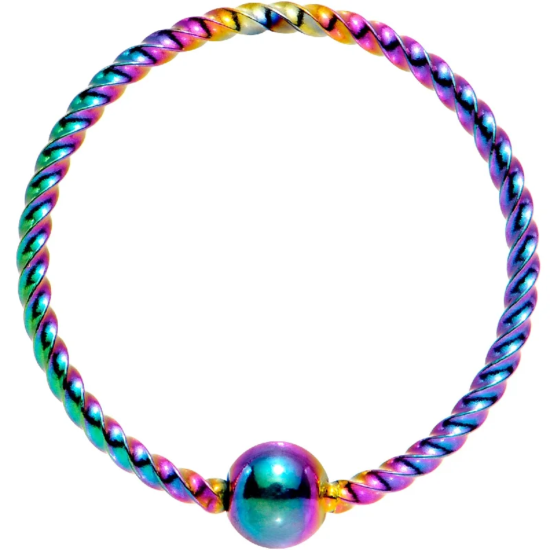 Nose Rings with Dazzling Details -20 Gauge 3/8 Rainbow Anodized So Twisted Captive Style Seamless Ring Nose Rings with Dazzling Details -20 Gauge 3/8 Rainbow Anodized So Twisted Captive Style Seamless Ring