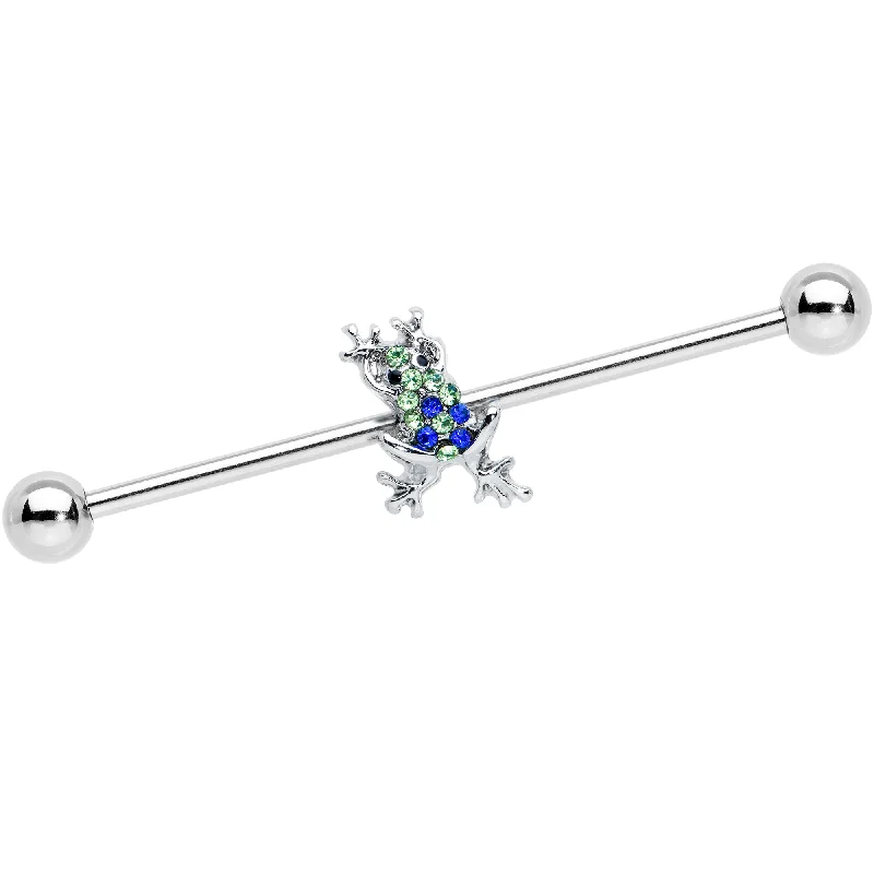 Women's Earrings – Elegant Designs for Every Personality--14 Gauge Blue Green Gem Fabulous Frog Industrial Barbell 38mm Women's Earrings – Elegant Designs for Every Personality--14 Gauge Blue Green Gem Fabulous Frog Industrial Barbell 38mm