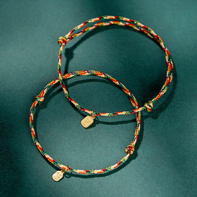 Beaded Wedding Bangles for Women-Buddha Stones Auspicious Fu Character Peace And Joy Luck Handmade Multicolored Child Adult Bracelet