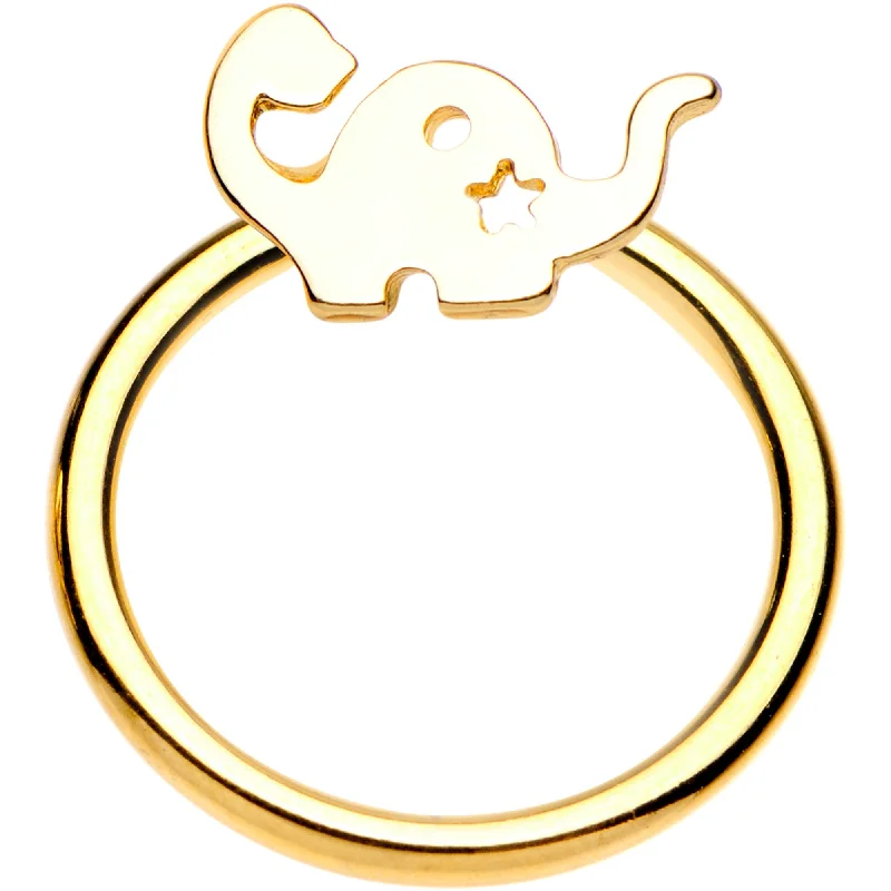 Trendy Lip Rings for Everyday Wear14 Gauge 3/8 Gold Tone IP Dinosaur Brontosaurus BCR Captive Ring Trendy Lip Rings for Everyday Wear14 Gauge 3/8 Gold Tone IP Dinosaur Brontosaurus BCR Captive Ring