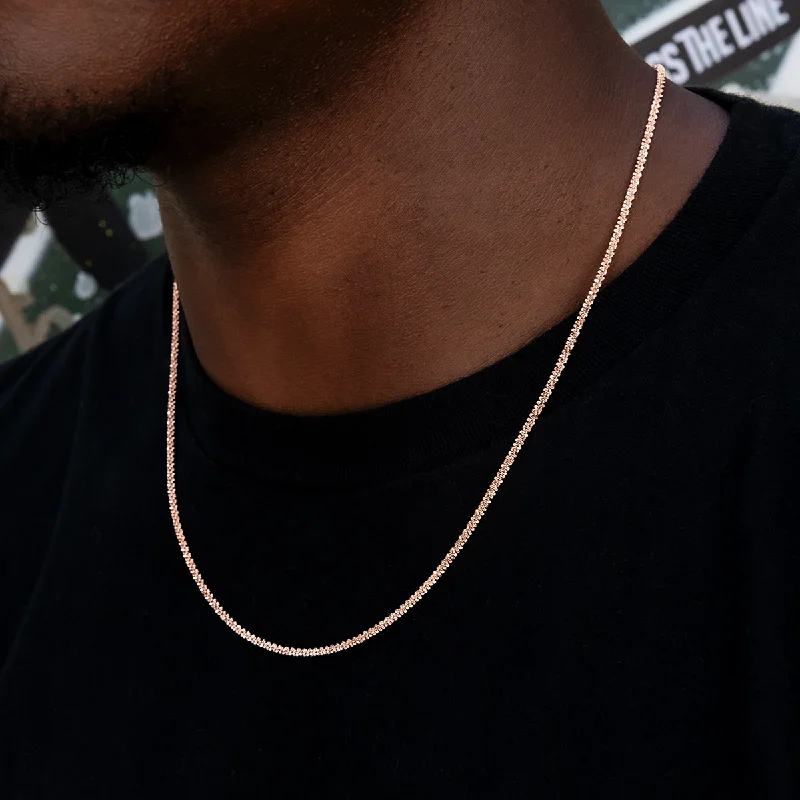 Exclusive Men's Necklaces & Pendants for the Modern Gentleman-Popcorn Chain in Rose Gold- 2mm Exclusive Men's Necklaces & Pendants for the Modern Gentleman-Popcorn Chain in Rose Gold- 2mm