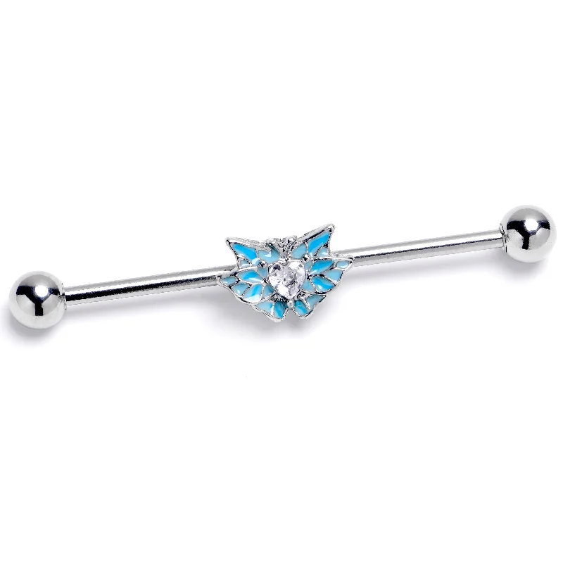 Women's Earrings – Elegant Designs for Every Personality--14 Gauge Clear Gem Butterfly Blue Industrial Barbell 38mm Women's Earrings – Elegant Designs for Every Personality--14 Gauge Clear Gem Butterfly Blue Industrial Barbell 38mm