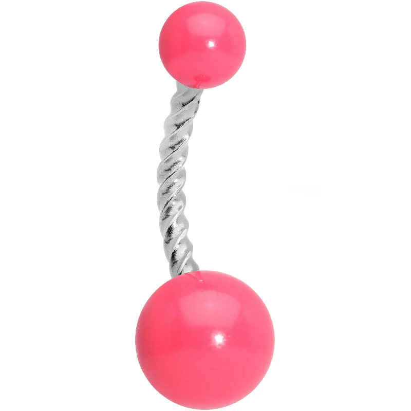 Elegant Belly Rings for Special Occasions -Pink Glow in the Dark Totally Twisted Belly Ring Elegant Belly Rings for Special Occasions -Pink Glow in the Dark Totally Twisted Belly Ring
