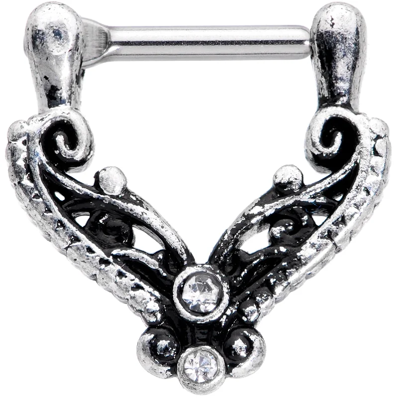 Women's Earrings – Elegant Designs for Every Personality--16 Gauge 3/8 Clear Gem Scrollwork Cartilage Clicker Women's Earrings – Elegant Designs for Every Personality--16 Gauge 3/8 Clear Gem Scrollwork Cartilage Clicker