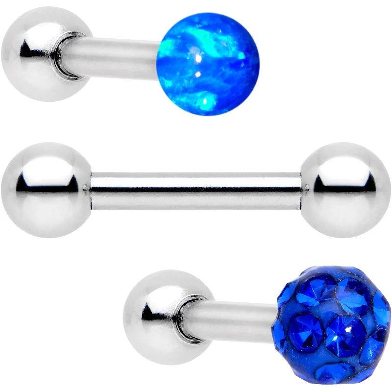 Women's Earrings – Elegant Designs for Every Personality--16 Gauge 1/4 Blue Faux Opal Ball Cartilage Tragus Earring 3 Pack Set