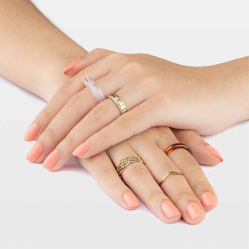 Shop Classic Women's  Necklaces & Pendants with a Modern Twist-Neutral Pink Stackable Rings Set (Pack of 5)