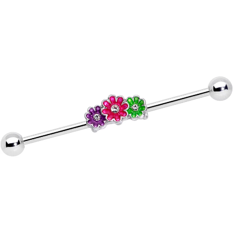 Women's Earrings – Elegant Designs for Every Personality--14 Gauge Clear Gem Floral Garland Industrial Barbell 38mm Women's Earrings – Elegant Designs for Every Personality--14 Gauge Clear Gem Floral Garland Industrial Barbell 38mm