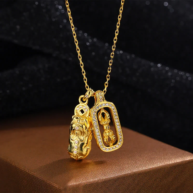 Shop Classic Women's Necklaces & Pendants with a Modern Twist-Buddha Stones 999 Sterling Silver Golden Pixiu Copper Coin Vajra Wealth Necklace Pendant Shop Classic Women's Necklaces & Pendants with a Modern Twist-Buddha Stones 999 Sterling Silver Golden Pixiu Copper Coin Vajra Wealth Necklace Pendant