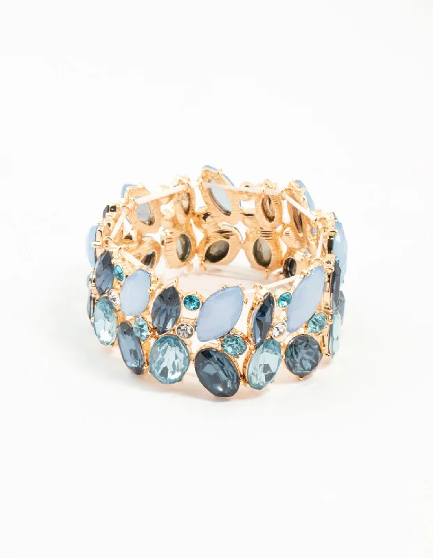 Timeless Bangles for Women-Gold Blue Cluster Bracelet