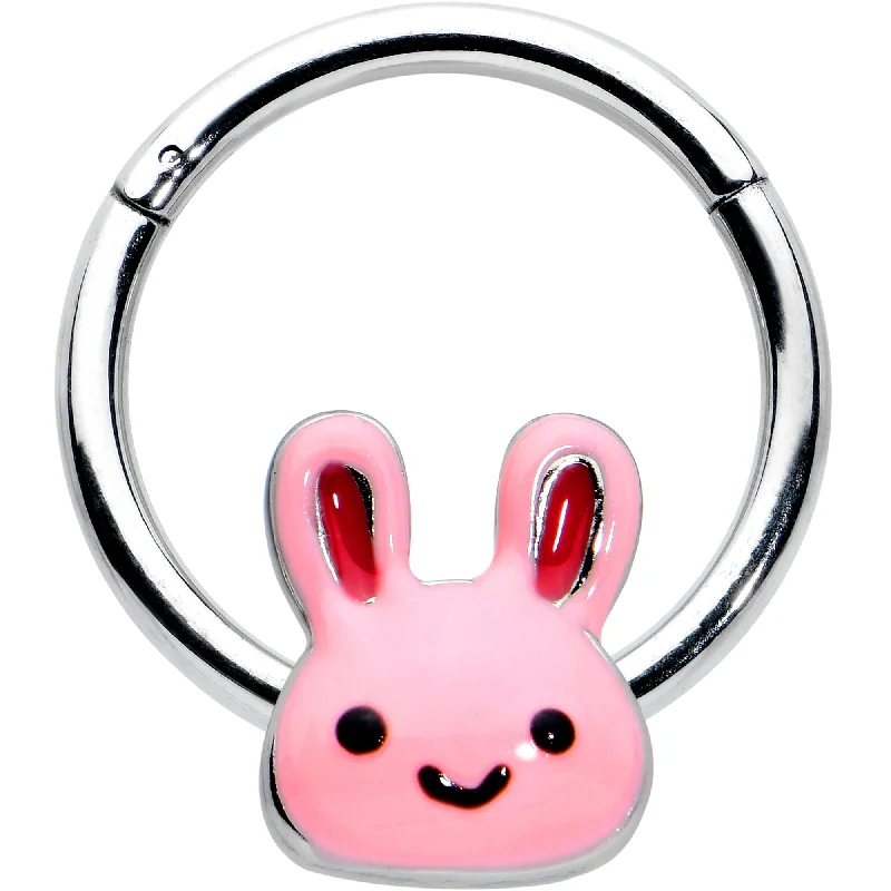 Women's Earrings – Elegant Designs for Every Personality--16 Gauge 3/8 Kawaii Cutie Easter Bunny Hinged Segment Ring