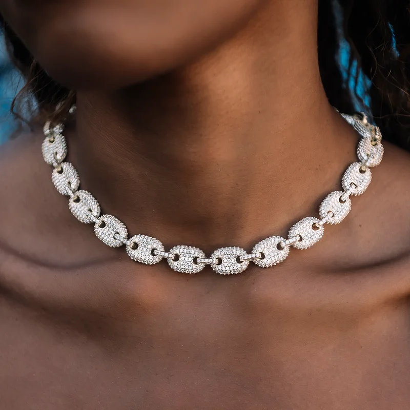 Shop Classic Women's Necklaces & Pendants with a Modern Twist-Diamond Puffed Mariner Necklace in Yellow Gold- 12mm Shop Classic Women's Necklaces & Pendants with a Modern Twist-Diamond Puffed Mariner Necklace in Yellow Gold- 12mm