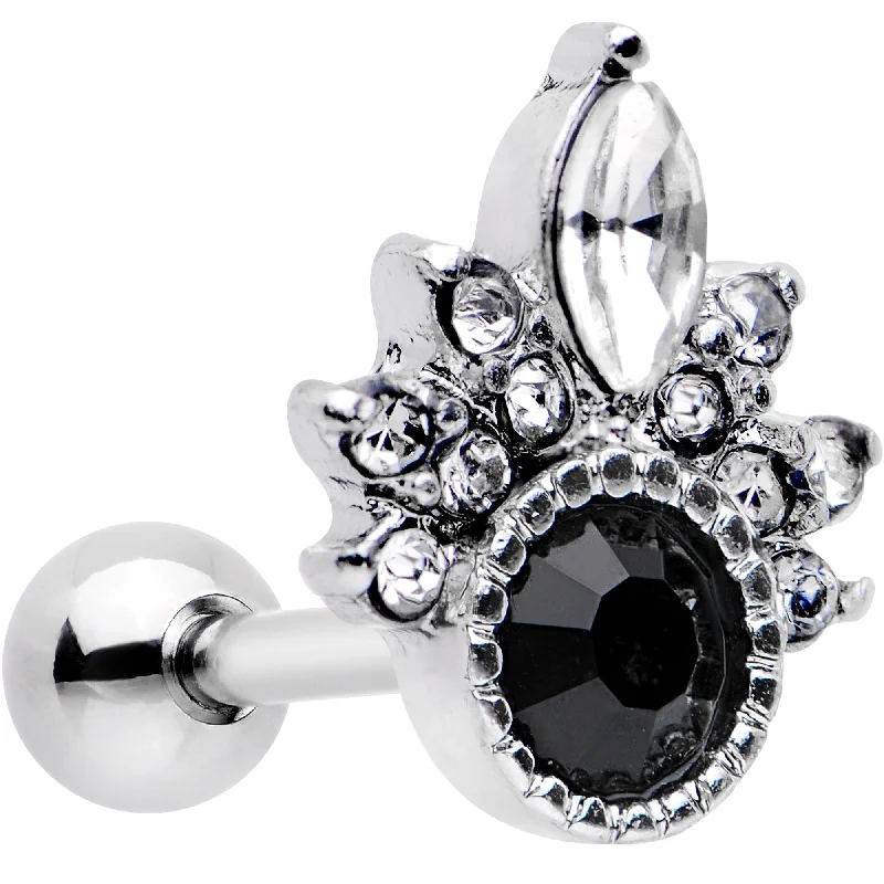 Women's Earrings – Elegant Designs for Every Personality--16 Gauge 1/4 Clear Black Gem Cocktail Party Tragus Cartilage Earring