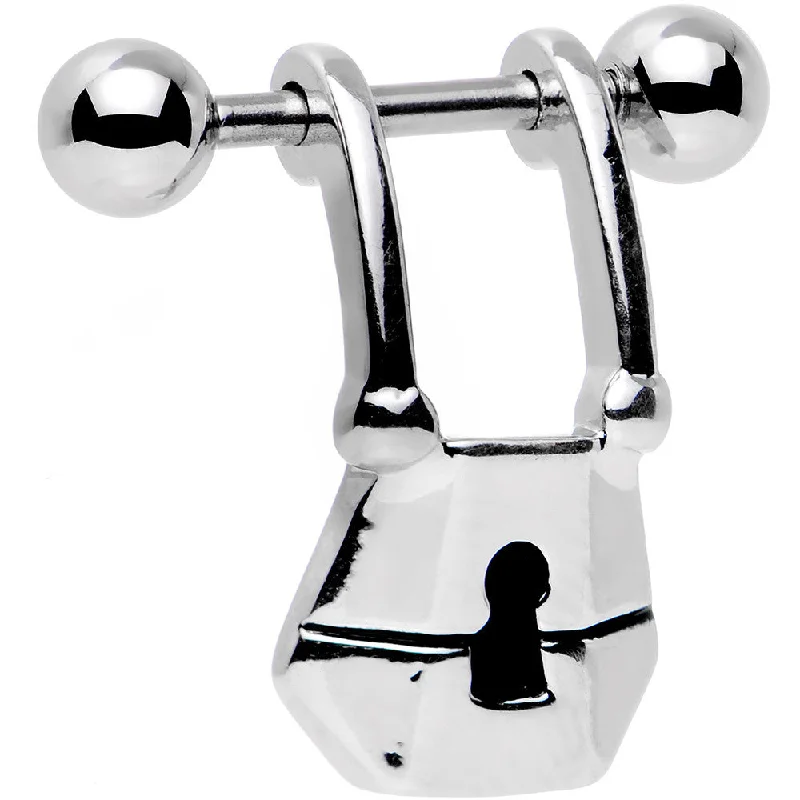 Women's Earrings – Elegant Designs for Every Personality--14 Gauge 7/16 Steel Barbell Padlock Dangle Cartilage Earring Women's Earrings – Elegant Designs for Every Personality--14 Gauge 7/16 Steel Barbell Padlock Dangle Cartilage Earring