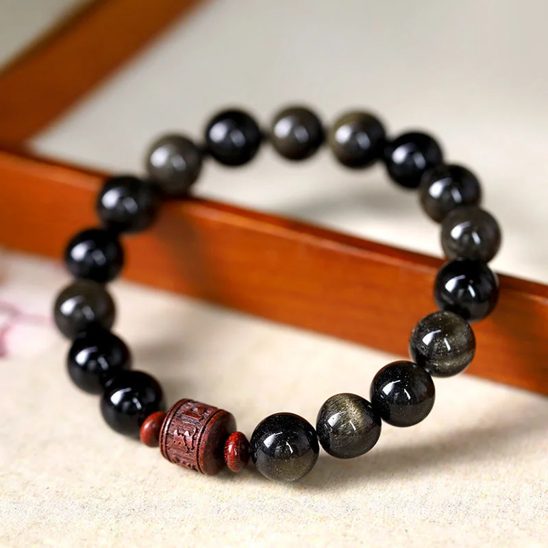 Personalized Wedding Bangles for Women-Buddha Stones Natural Gold Sheen Obsidian Rainbow Obsidian Om Mani Padme Hum Fu Character Healing Bracelet Personalized Wedding Bangles for Women-Buddha Stones Natural Gold Sheen Obsidian Rainbow Obsidian Om Mani Padme Hum Fu Character Healing Bracelet