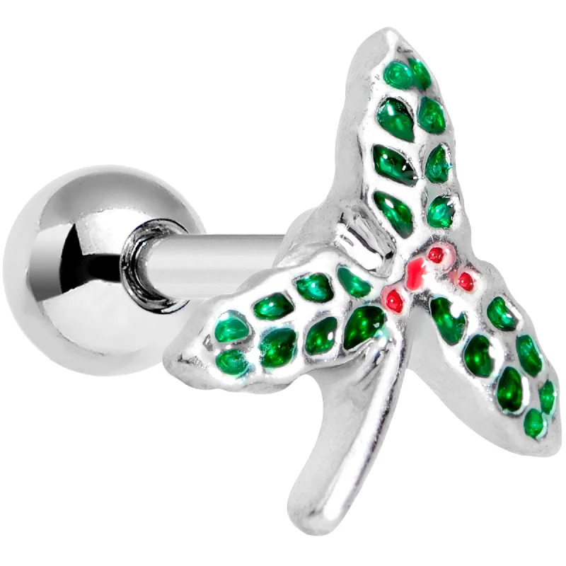 Women's Earrings – Elegant Designs for Every Personality--16 Gauge 1/4 Red Green Under The Mistletoe Cartilage Tragus Earring