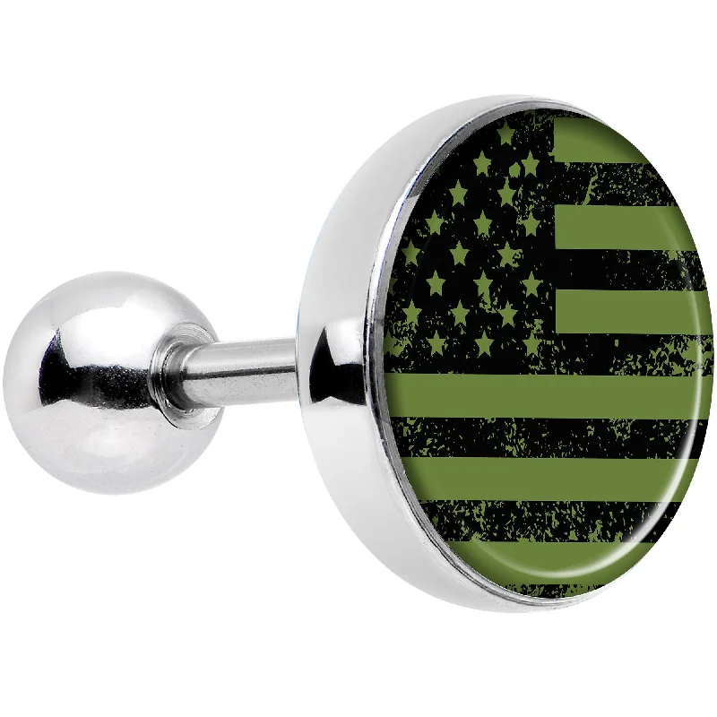 Women's Earrings – Elegant Designs for Every Personality--16 Gauge 1/4 Green American Flag Tragus Cartilage Earring Women's Earrings – Elegant Designs for Every Personality--16 Gauge 1/4 Green American Flag Tragus Cartilage Earring