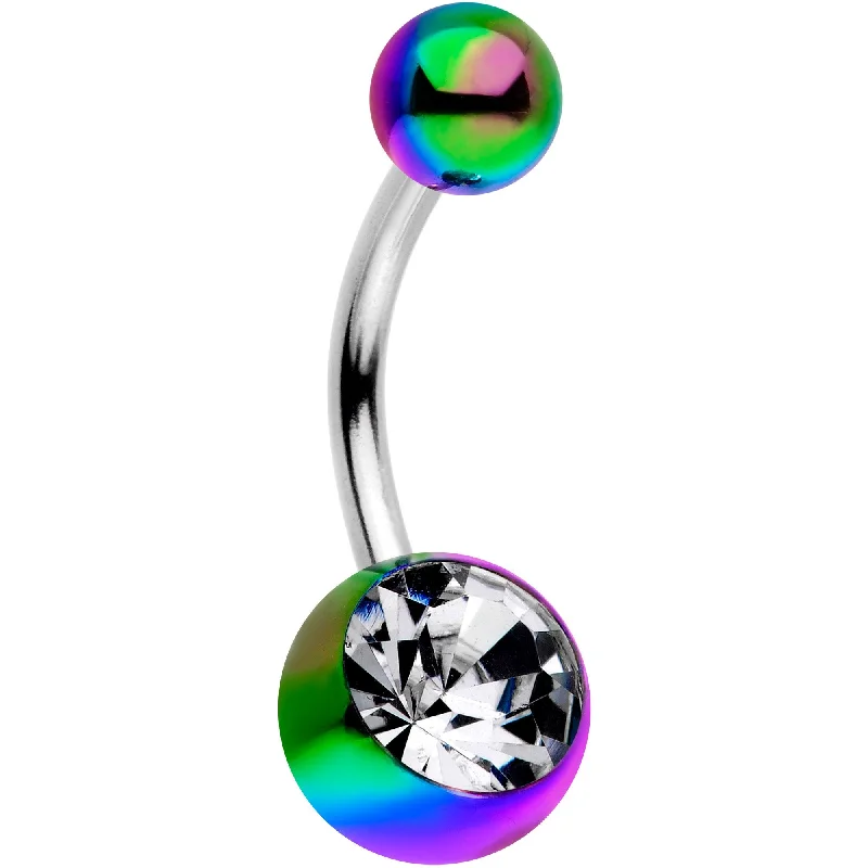 Beautiful Belly Rings for Trendy Women -Clear Gem Rainbow Pearlescent Acrylic Belly Ring Beautiful Belly Rings for Trendy Women -Clear Gem Rainbow Pearlescent Acrylic Belly Ring