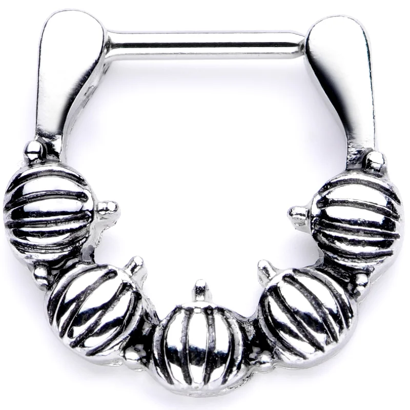 Unique Nose Ring Designs -16 Gauge 5/16 Pumpkin Patch Halloween Septum Clicker