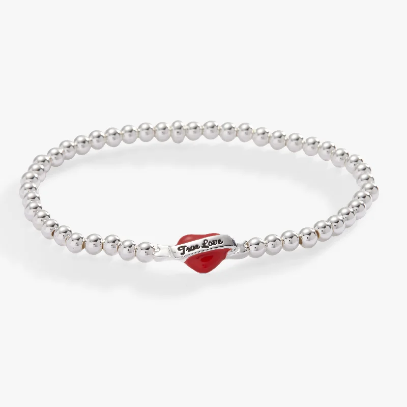 Personalized Bangles with Birthstones for Women-True Love Heart Stretch Bracelet