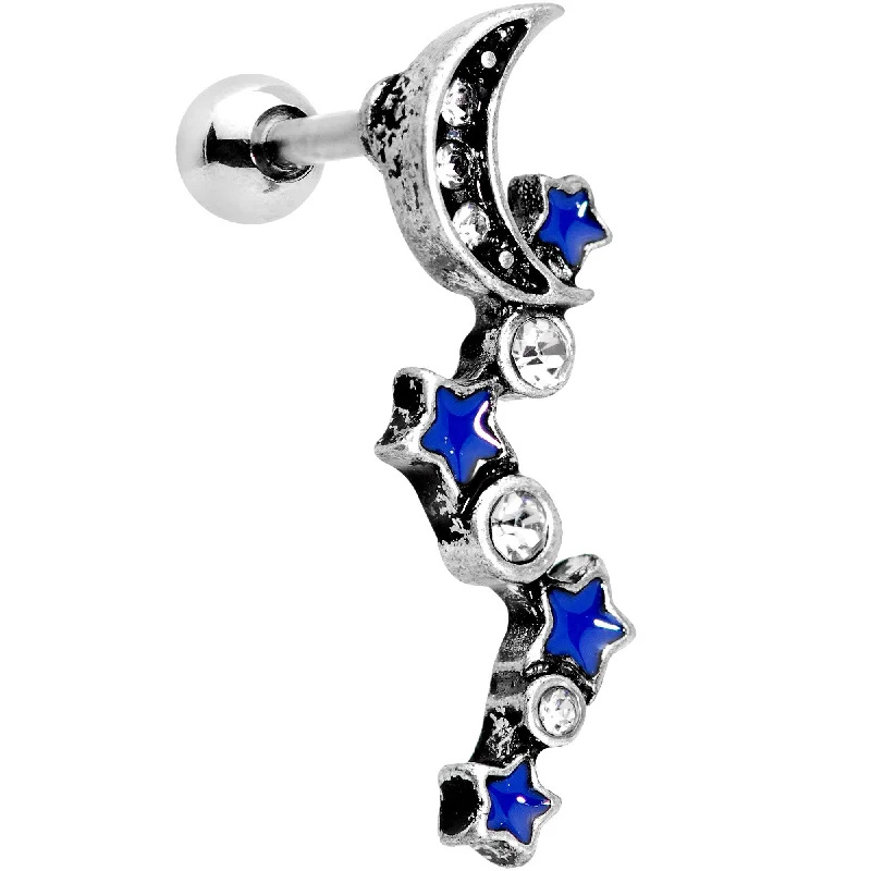 Women's Earrings – Elegant Designs for Every Personality--1/4 Clear Blue Clear Gem Moon Cascade Tragus Cartilage Earring Women's Earrings – Elegant Designs for Every Personality--1/4 Clear Blue Clear Gem Moon Cascade Tragus Cartilage Earring