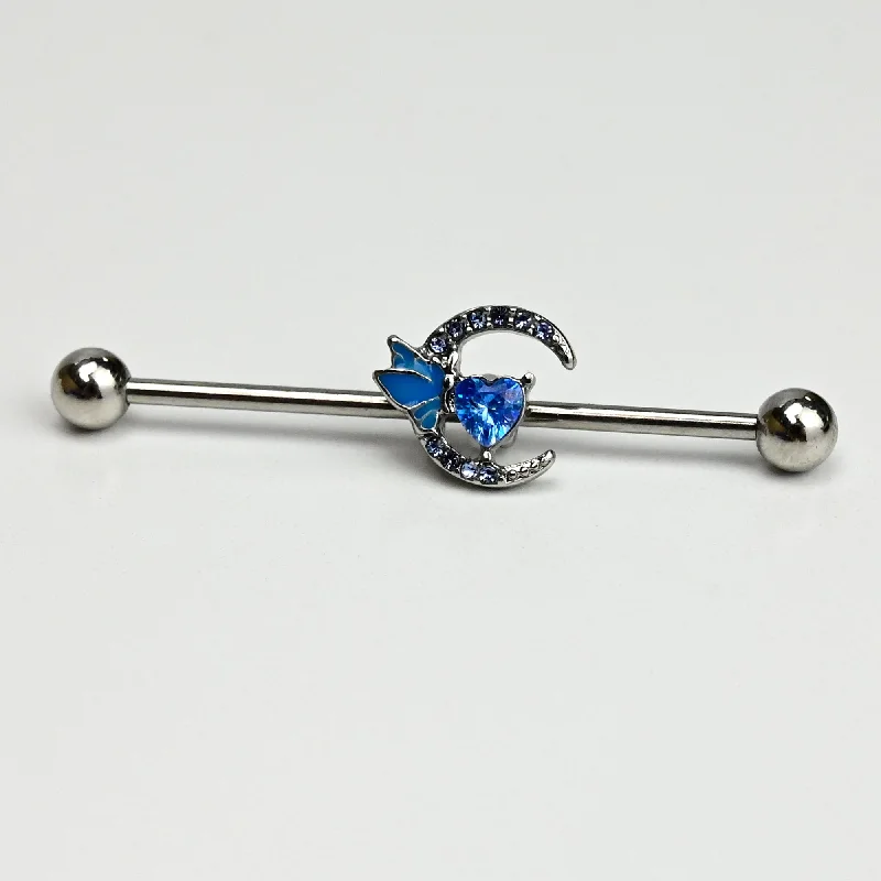 Women's Earrings – Elegant Designs for Every Personality--14 Gauge Blue Gem Dragonfly Moon Opulence Industrial Barbell 38mm Women's Earrings – Elegant Designs for Every Personality--14 Gauge Blue Gem Dragonfly Moon Opulence Industrial Barbell 38mm