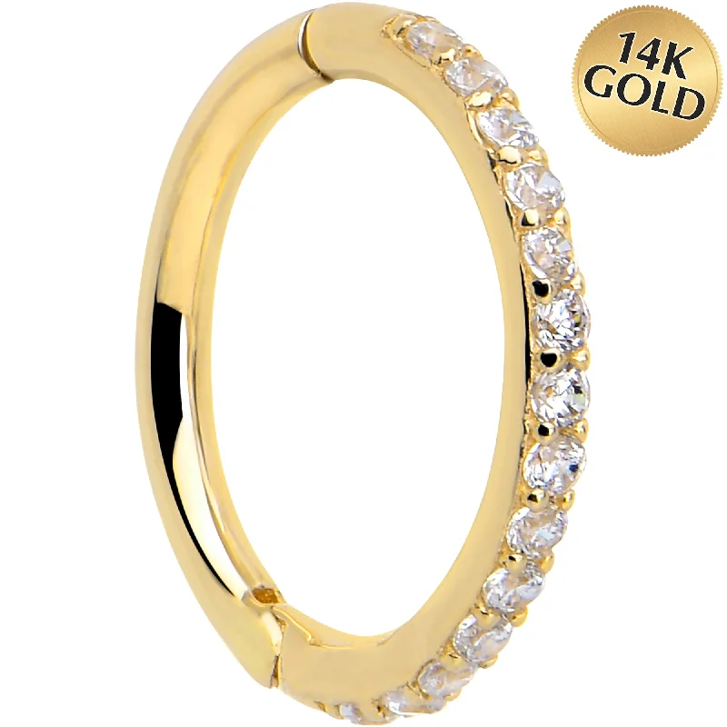 Custom Lip Rings for Unique Looks14k Solid Yellow Gold Hinged Segment Ring Forward Facing CZ 18 Gauge 5/16 Custom Lip Rings for Unique Looks14k Solid Yellow Gold Hinged Segment Ring Forward Facing CZ 18 Gauge 5/16