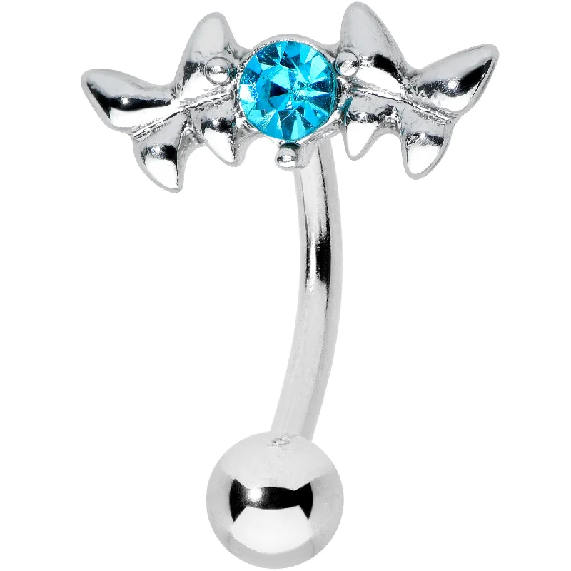 Comfortable Belly Rings with Custom Design -Blue Gem Sweet Butterflies Top Mount Belly Ring Comfortable Belly Rings with Custom Design -Blue Gem Sweet Butterflies Top Mount Belly Ring