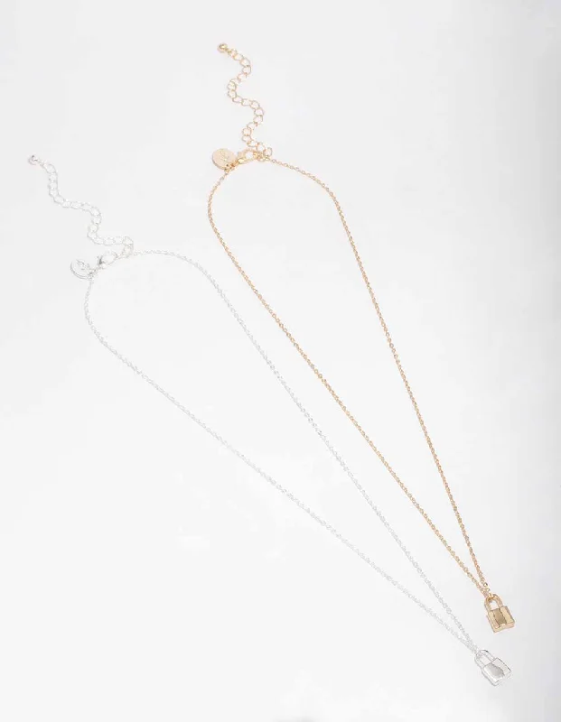 Shop Classic Women's Necklaces & Pendants with a Modern Twist-Gold & Silver Plain Locket Necklace Pack Shop Classic Women's Necklaces & Pendants with a Modern Twist-Gold & Silver Plain Locket Necklace Pack