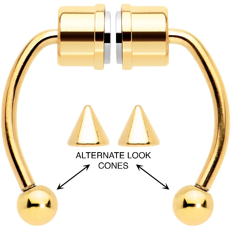 Elegant Nose Rings with Beautiful Designs -Gold Tone PVD Magnetic Septum Ring Horseshoe Non-Pierced Fake Nose Ring Set Elegant Nose Rings with Beautiful Designs -Gold Tone PVD Magnetic Septum Ring Horseshoe Non-Pierced Fake Nose Ring Set