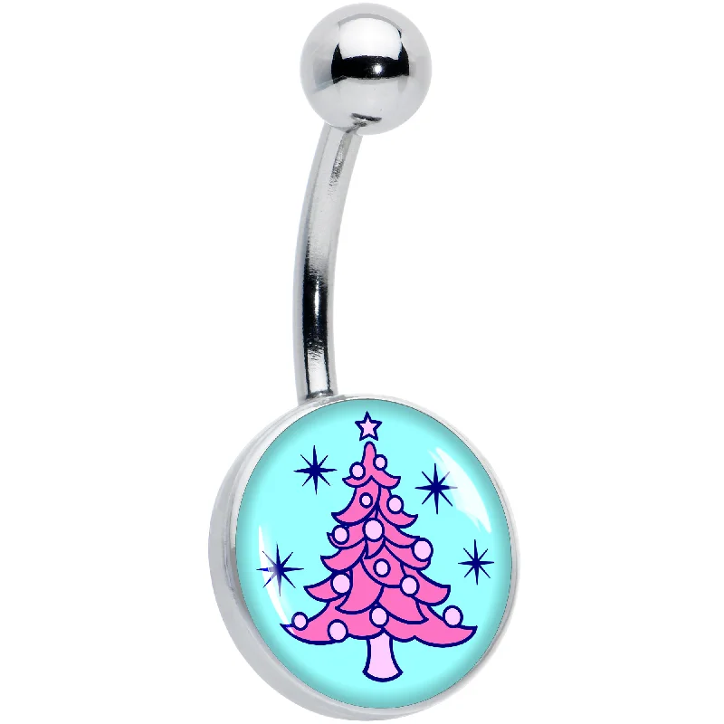 Beautiful Belly Rings with Dazzling Stones -Pastel Christmas Tree Holiday Belly Ring Beautiful Belly Rings with Dazzling Stones -Pastel Christmas Tree Holiday Belly Ring